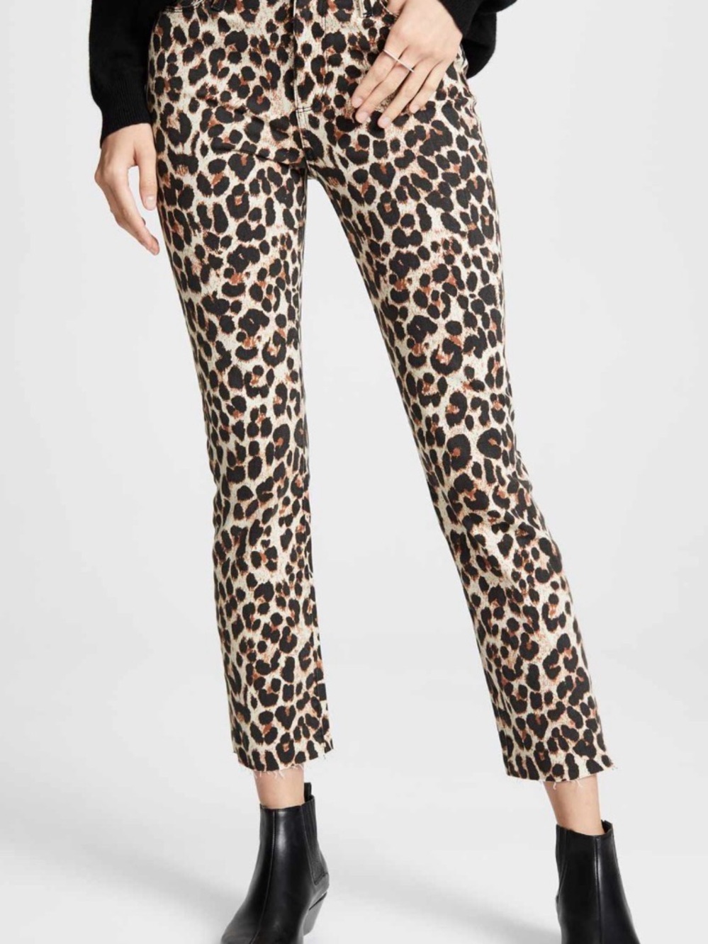 Paige Hoxton Straight Ankle Crop Pant - Brown Leopard Print, Sz 29